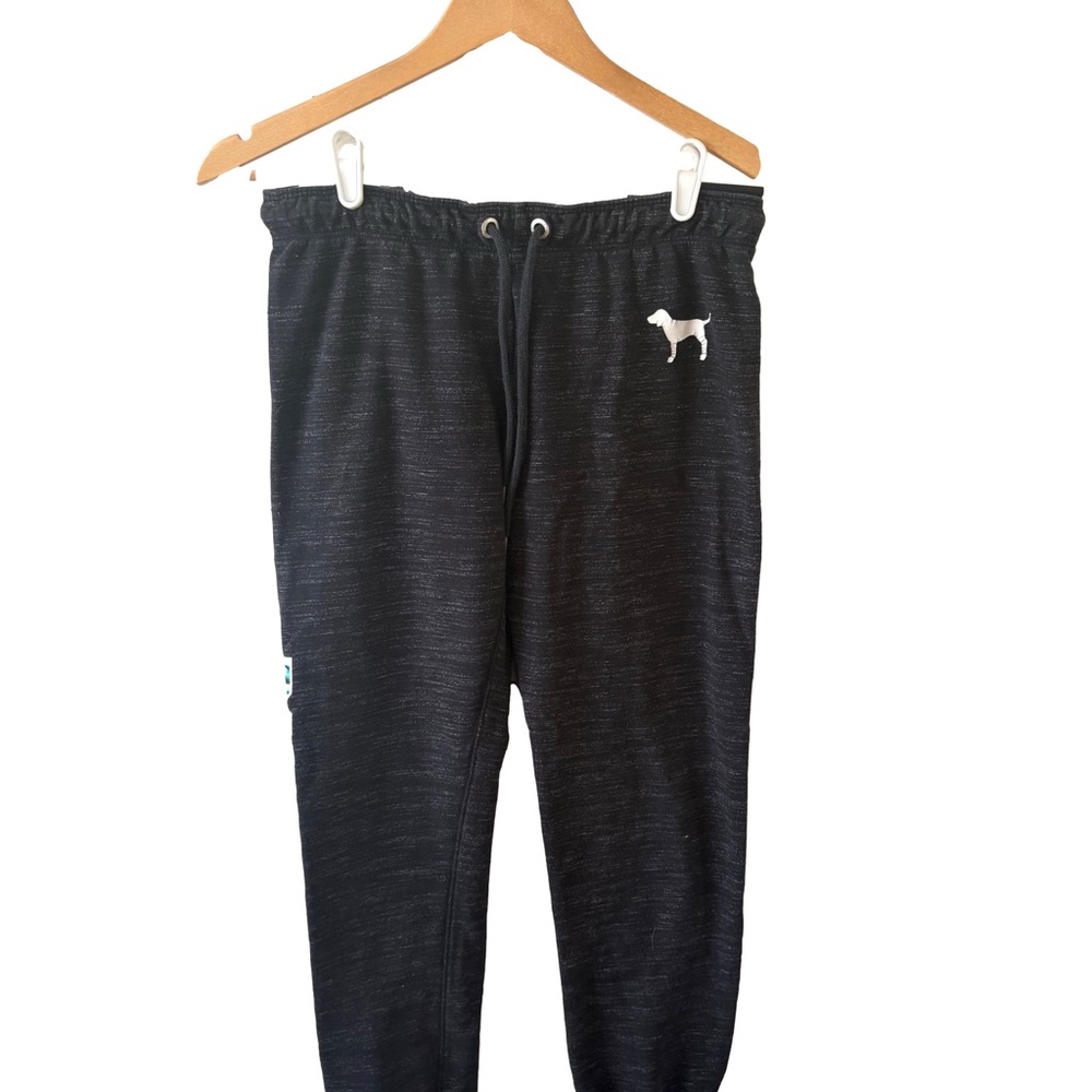 PINK Victoria’s Secret Black Jogger Sweatpants Tropical Logo Small